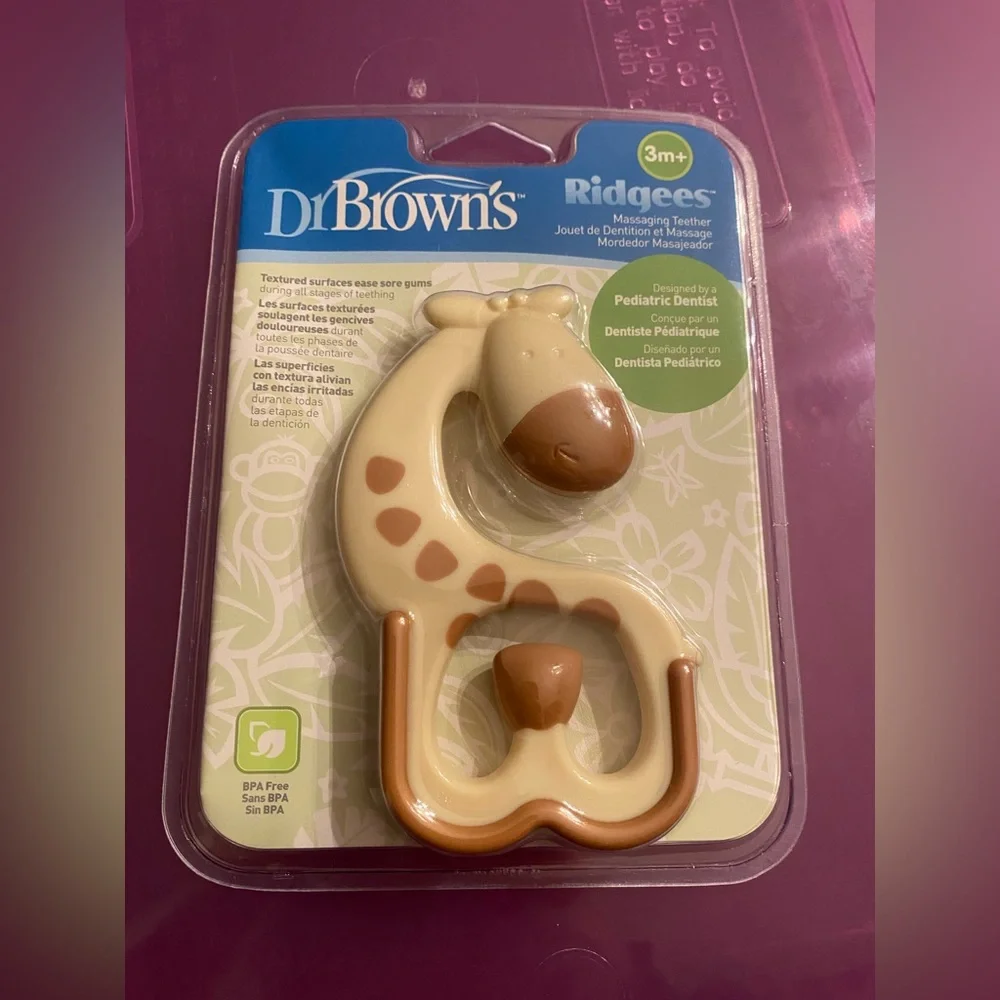 Set of 3 Baby Items - Dr. Brown’s Ridgees Teether, Raz-Grapes Teether & Hippo - Picture 1 of 9